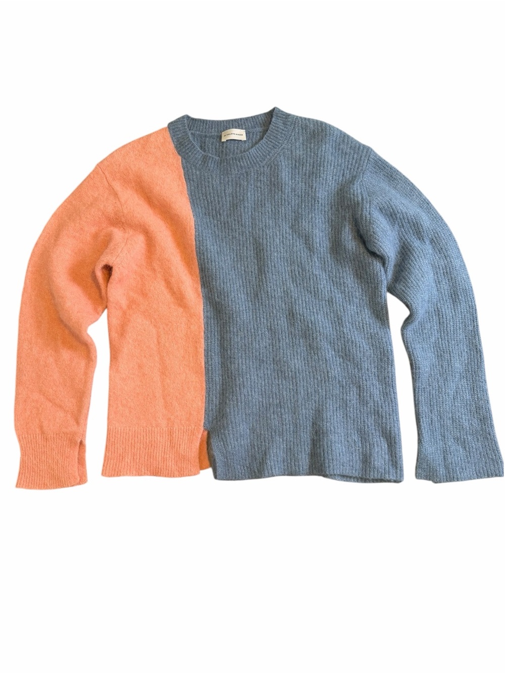 By Malene Birger Mohair Colorblock Sweater XS Blue Peach Wool $470 Designer